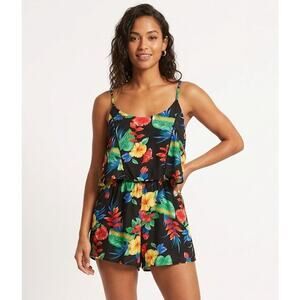 ON TWELFTH Women's   Floral Romper Large Polyester Floral Tropical Vacation